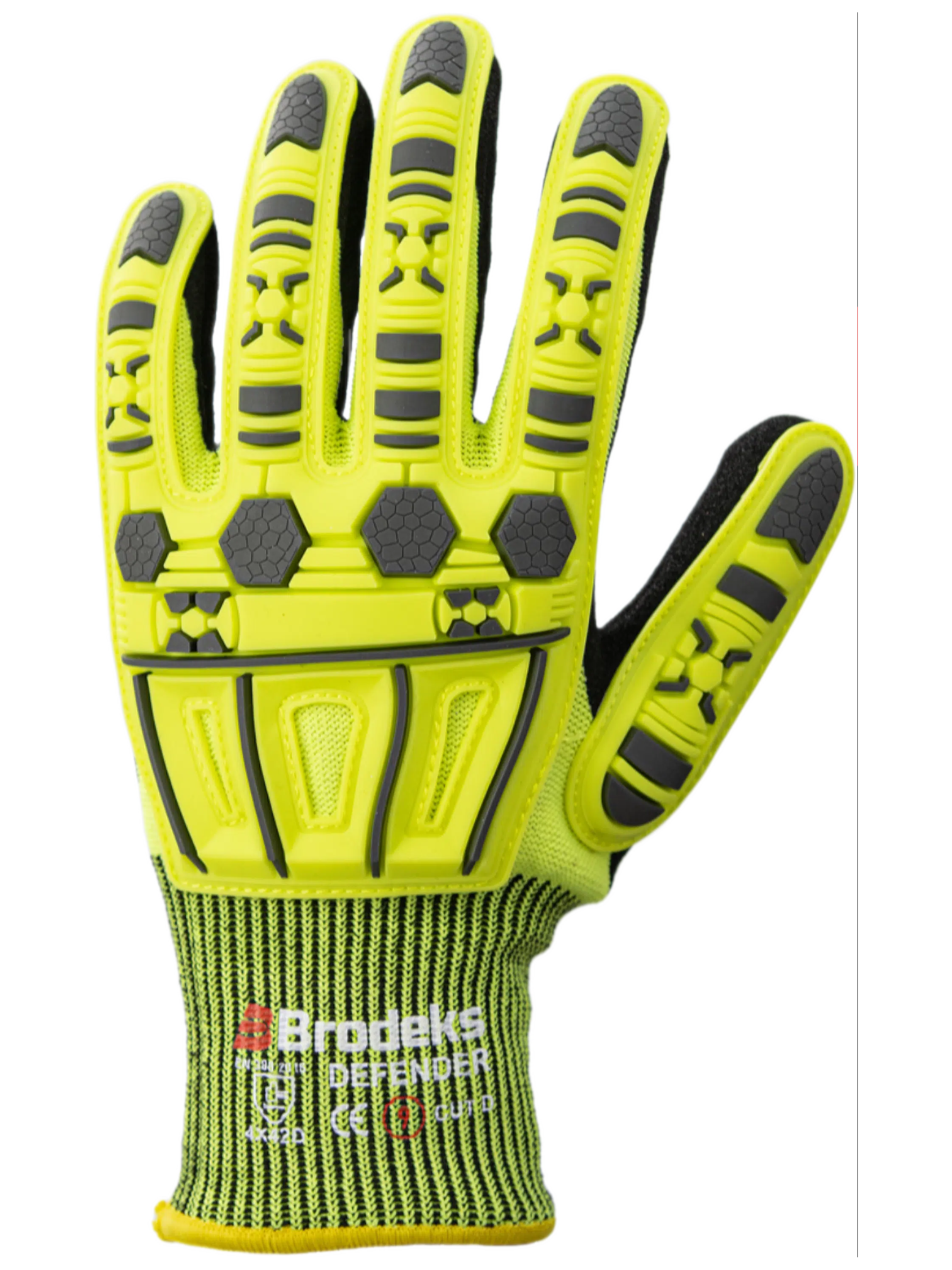 Перчатки рабочие Brodeks GC-22i, серый/черный/желтый