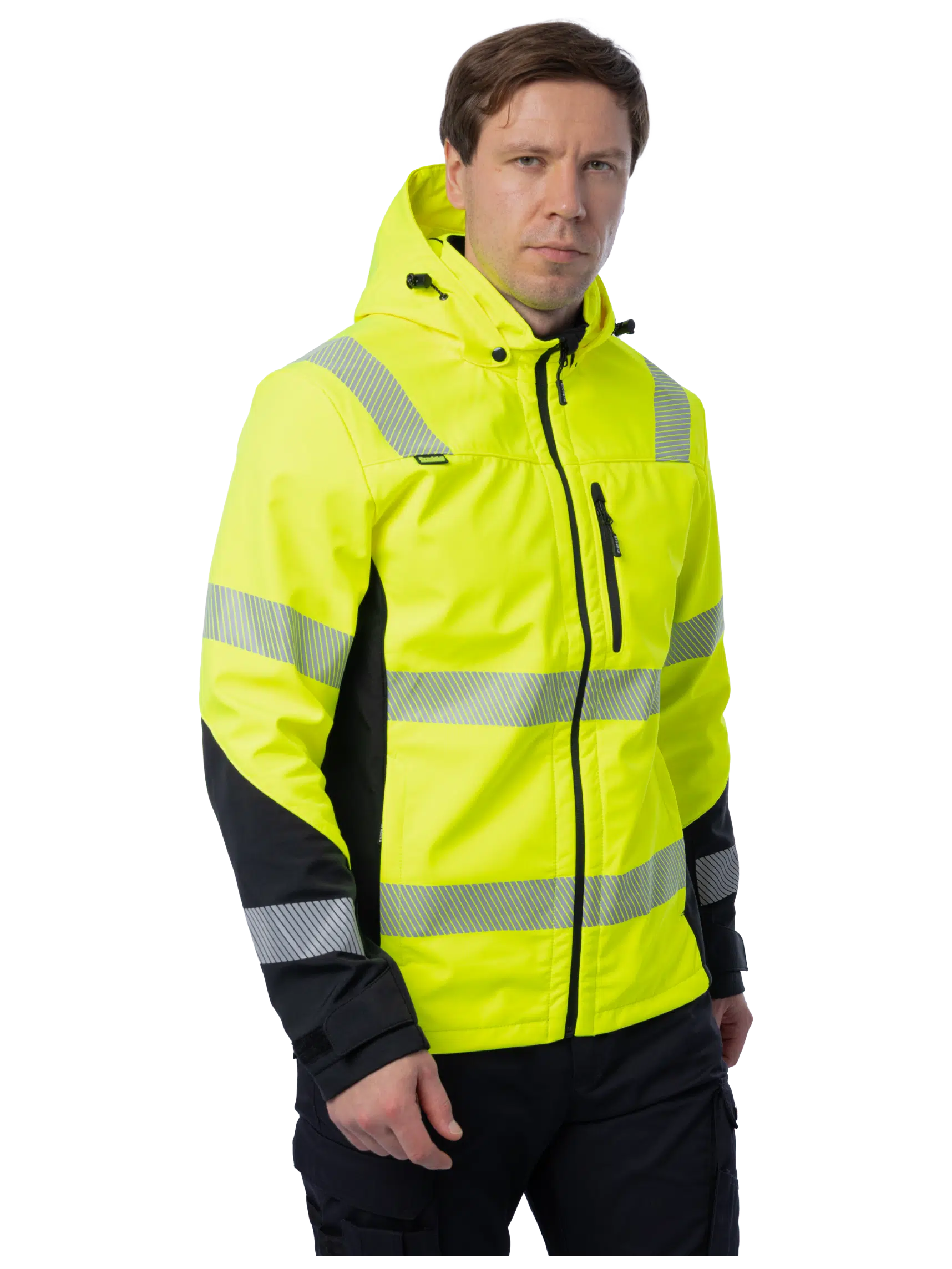 Сигнальная куртка софтшелл Brodeks KS227, желтый/черный