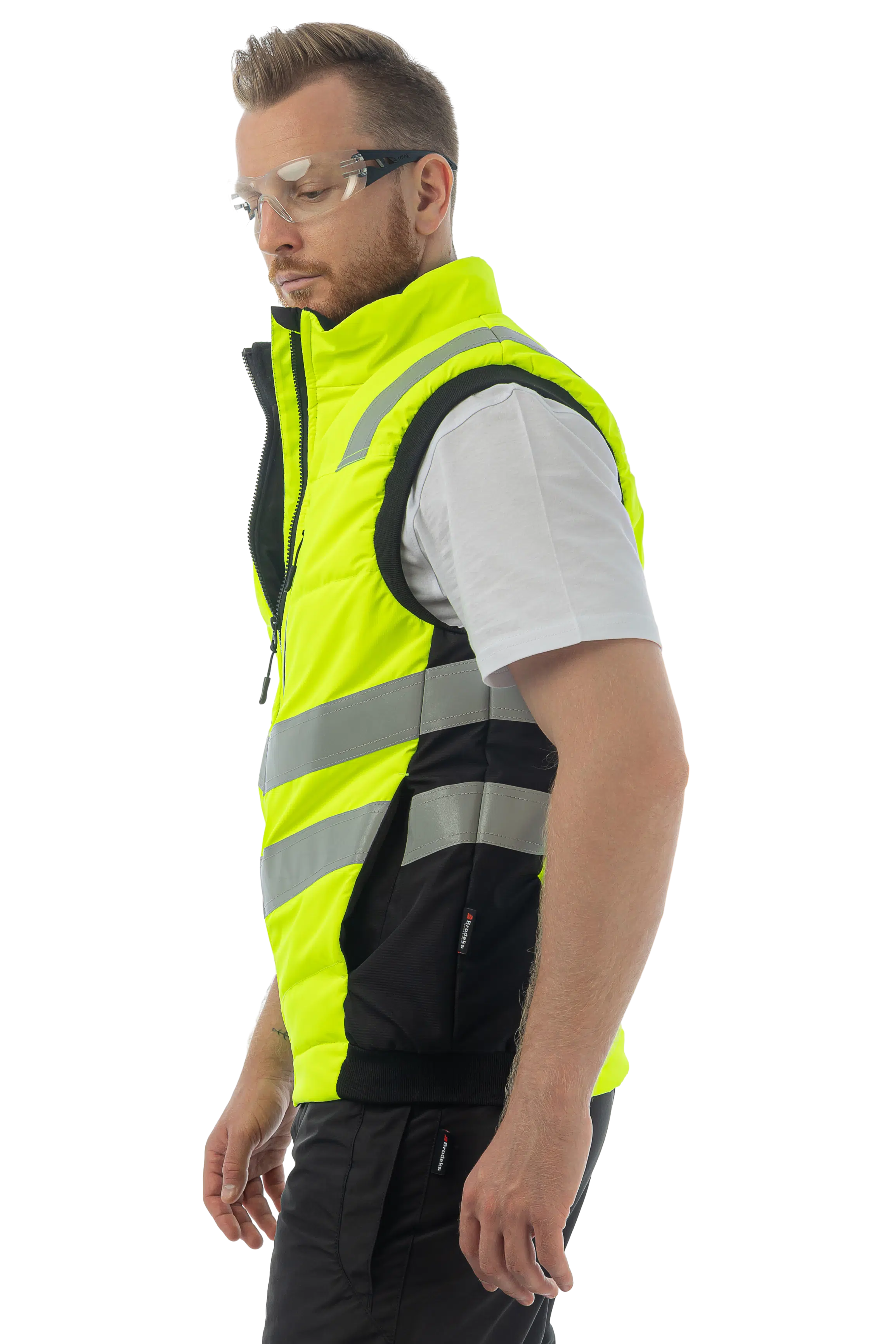 Сигнальный жилет утепленный Brodeks KW111, желтый/черный