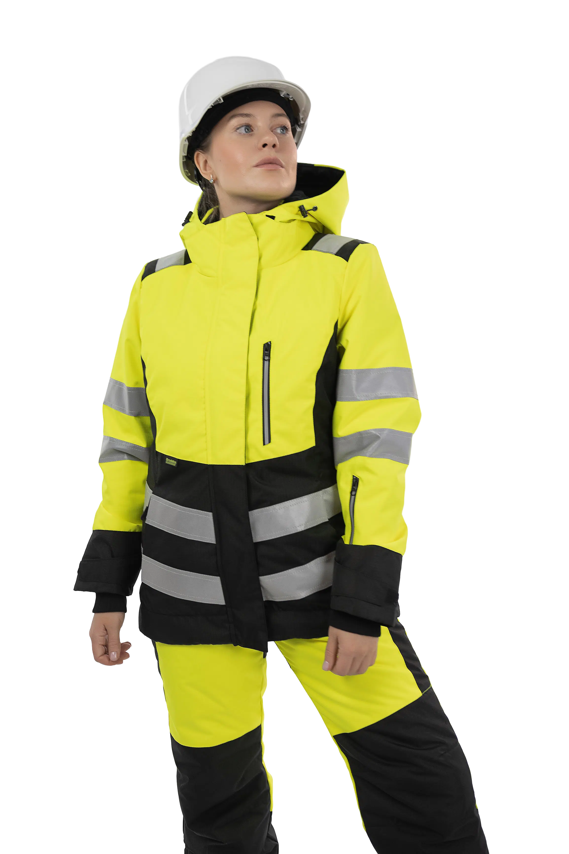 Зимняя женская сигнальная куртка Brodeks KW230, желтый/черный